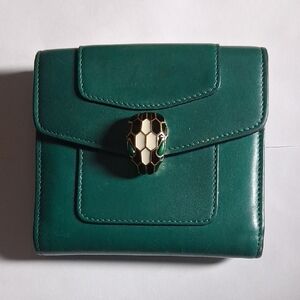 Bulgari Teal Leather Wallet with Snake Clasp